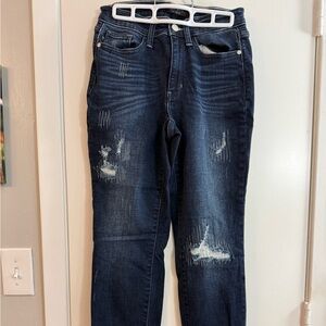 Judy Blue, mid rise, dark wash, contrast stitching, boyfriend jeans, size 3/26